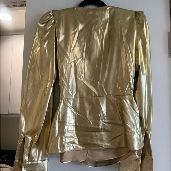 L’Agence Bensen Wrap Blouse with Buckle in Gold - Picture 2 of 3